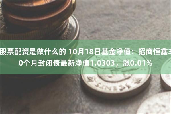 股票配资是做什么的 10月18日基金净值：招商恒鑫30个月封闭债最新净值1.0303，涨0.01%